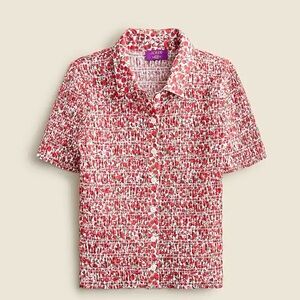 J crew Smocked button-up shirt in Liberty® Eliza's Red fabric
